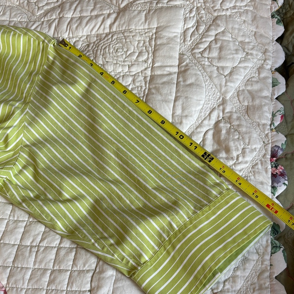 Green Striped Button-Up Shirt XL - Picture 9 of 9